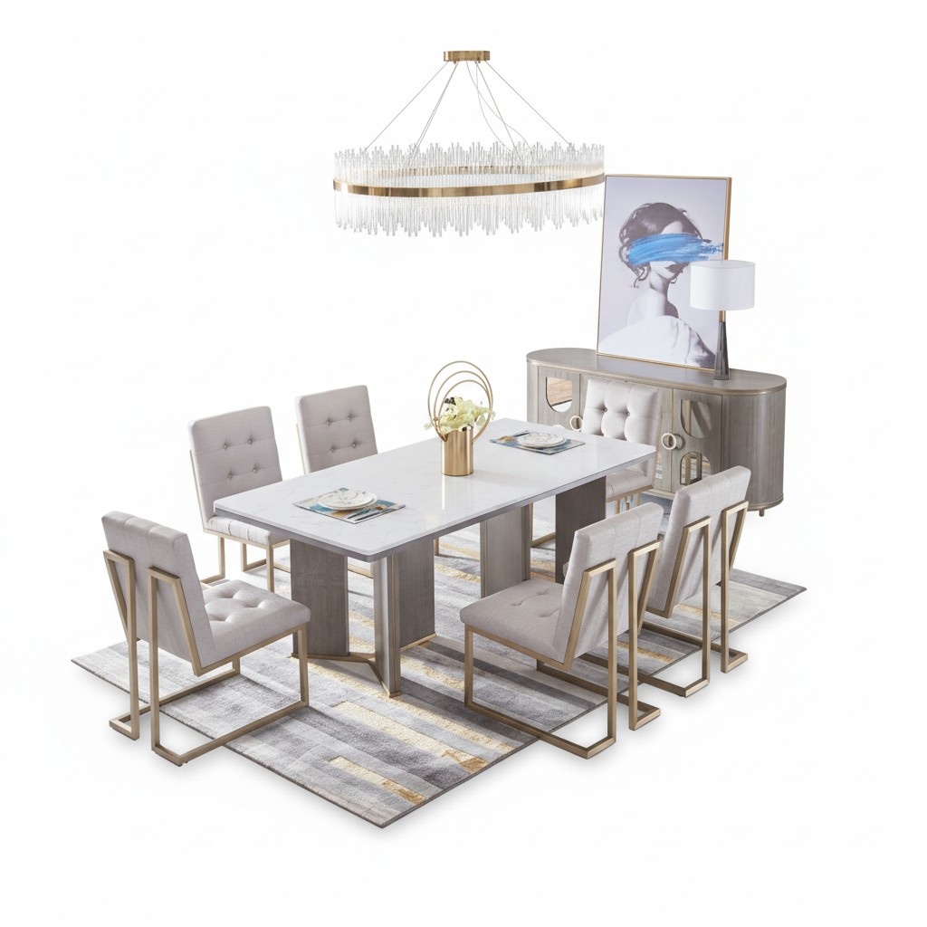 Komplette Garnitur Esszimmer Garnitur 6x Lehnstuhl Stühle Gruppen