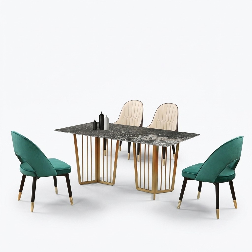 Komplette Garnitur Set Esstisch 4 Stühle Esszimmer Ess Gruppe Tisch
