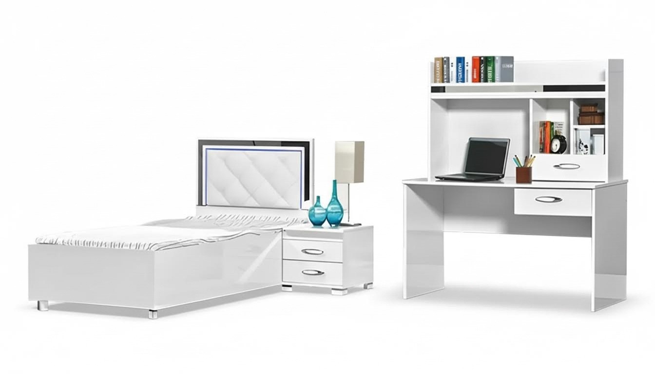 Komplette Schlafzimmermöbel Kinderzimmer Bett Schreibtisch Weiß Jugendzimmer