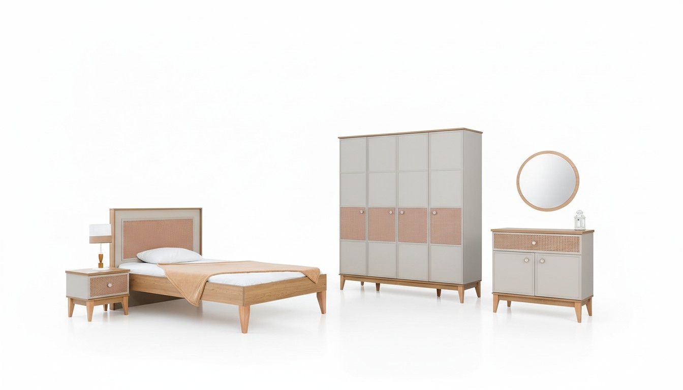 Komplettes Kinderzimmer Set Designer Bett Schrank Schreibtisch Kommode