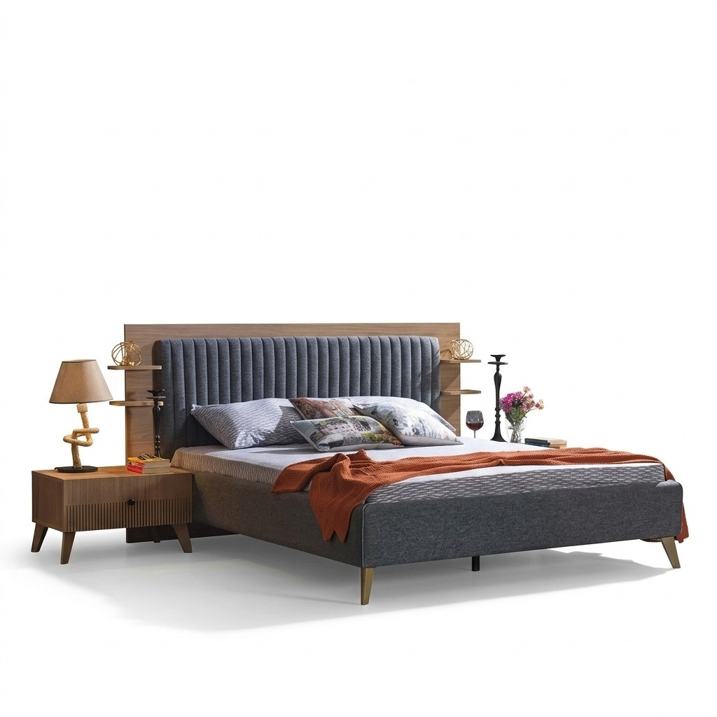 Komplettes Schlafzimmer 2x Nachttische Set Bett Kommode Sets Schlaf 3tlg