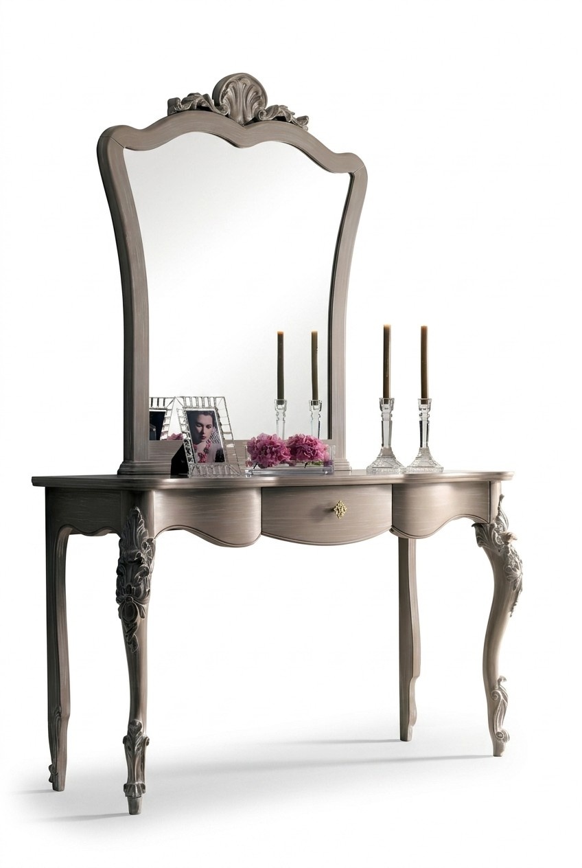 Konsole + Spiegel Designer Konsolentisch Holz Tisch Konsole Luxus Set 2 tlg.