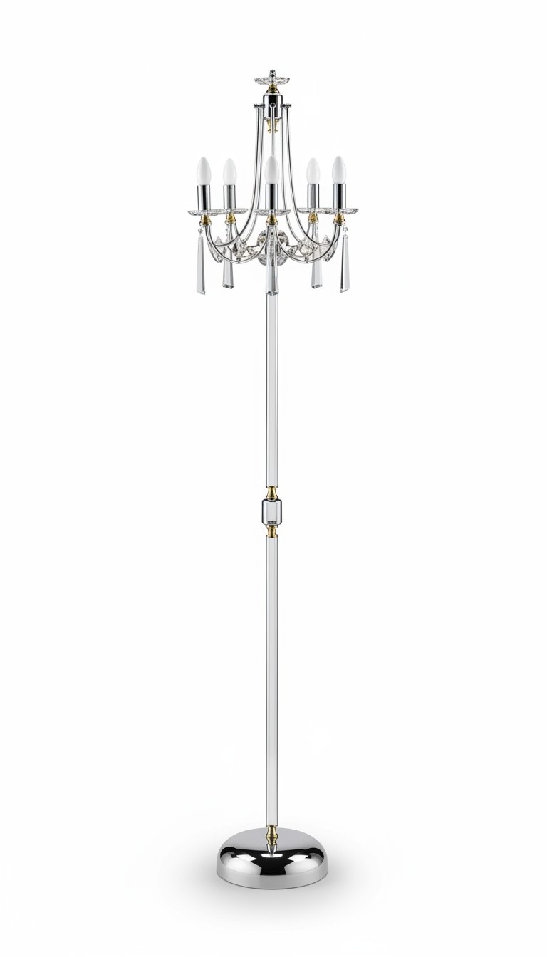 Kristall Stehlampe Standlampe Stand Luxus Leuchten Lampen Lampe Silber