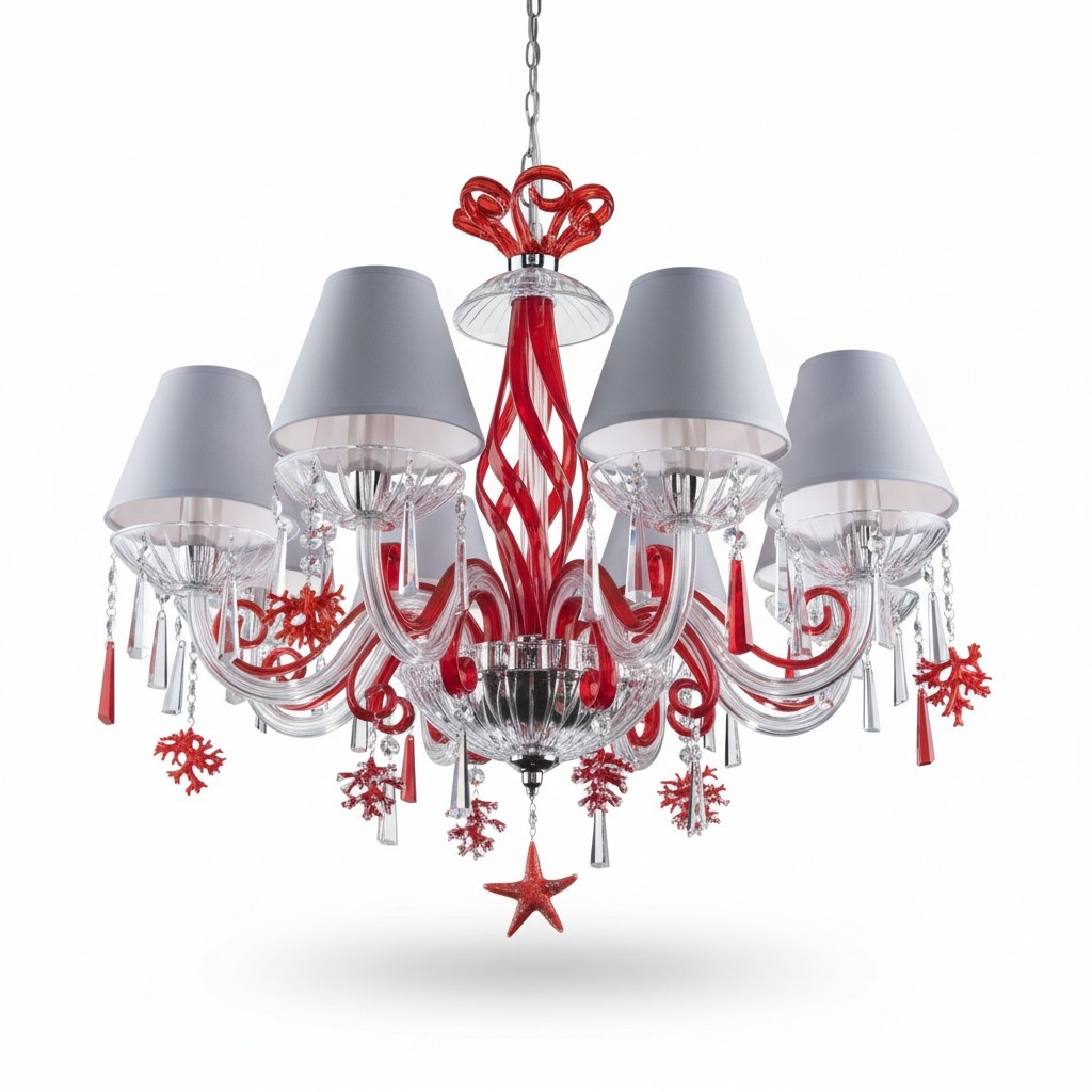 Kronleuchter Antik Stil rote Leuchte Decken Lampen Luster Lampe Kristall