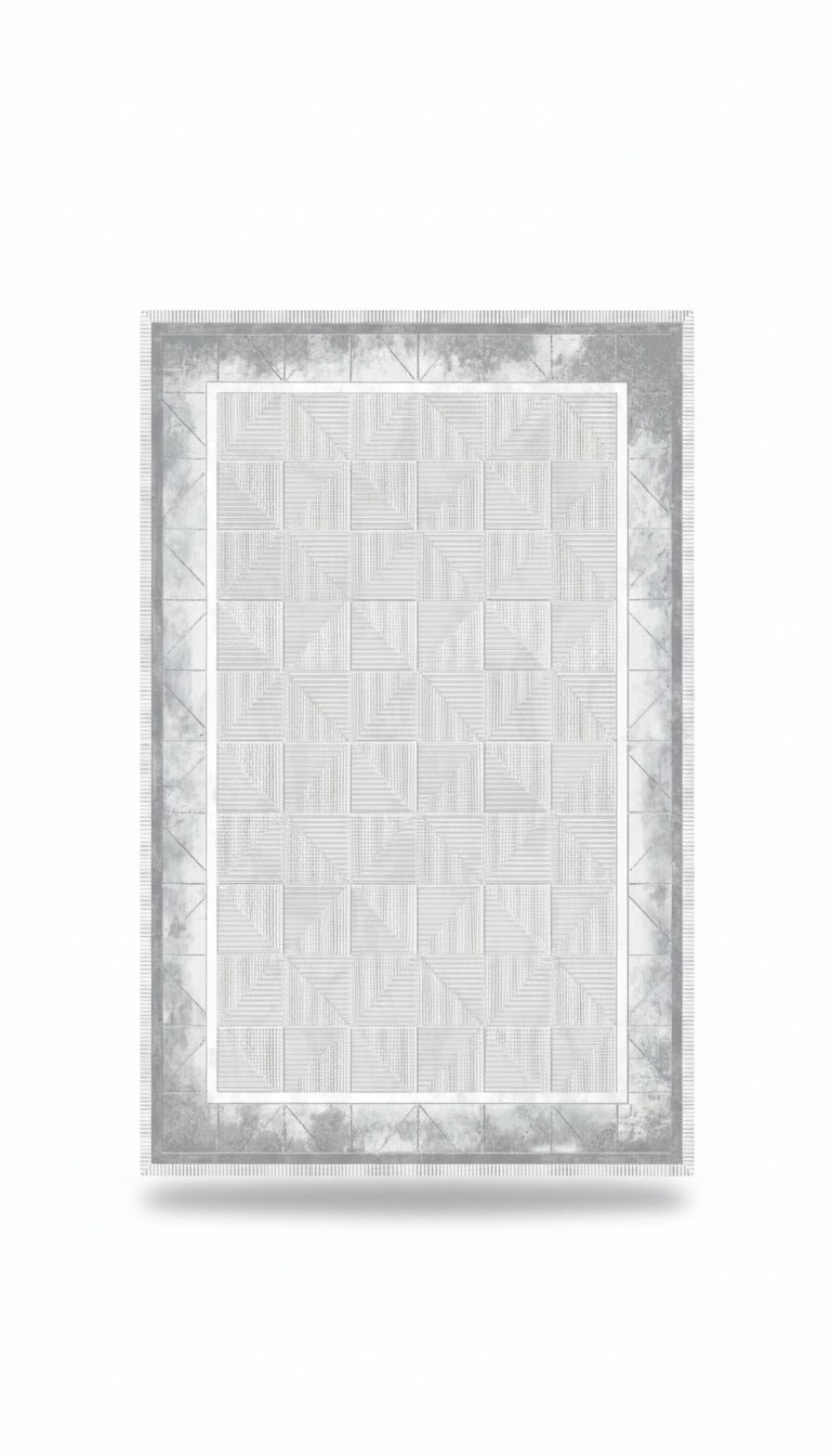 Kunstfaserteppich Teppich Geometrisches Muster Bordüre Kurzflor Grau