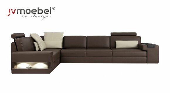 Wohnzimmer Braun Möbel Textil Sofas Ecksofa L Form Couch Polstermöbel