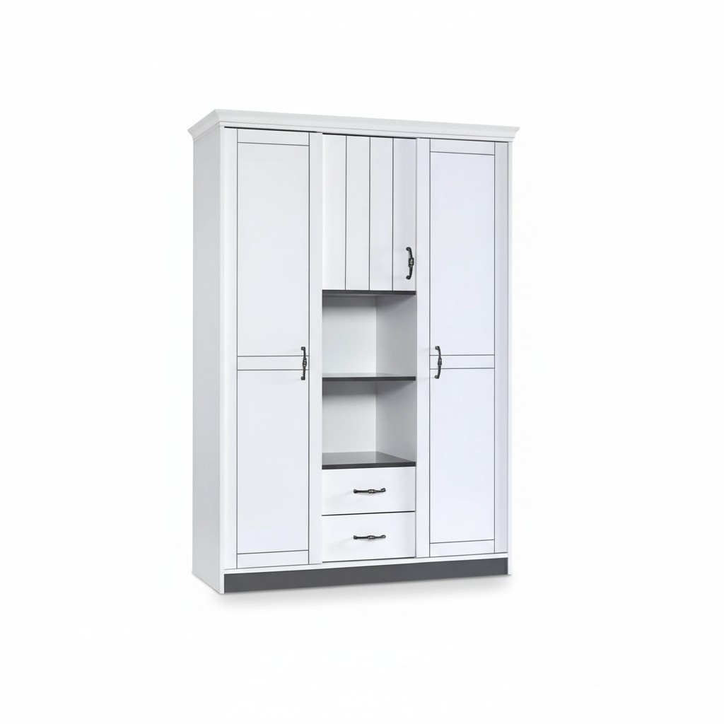 Landhaus Kleiderschrank Schlafzimmer Möbel Holz Weiß Schrank Edle Schränke