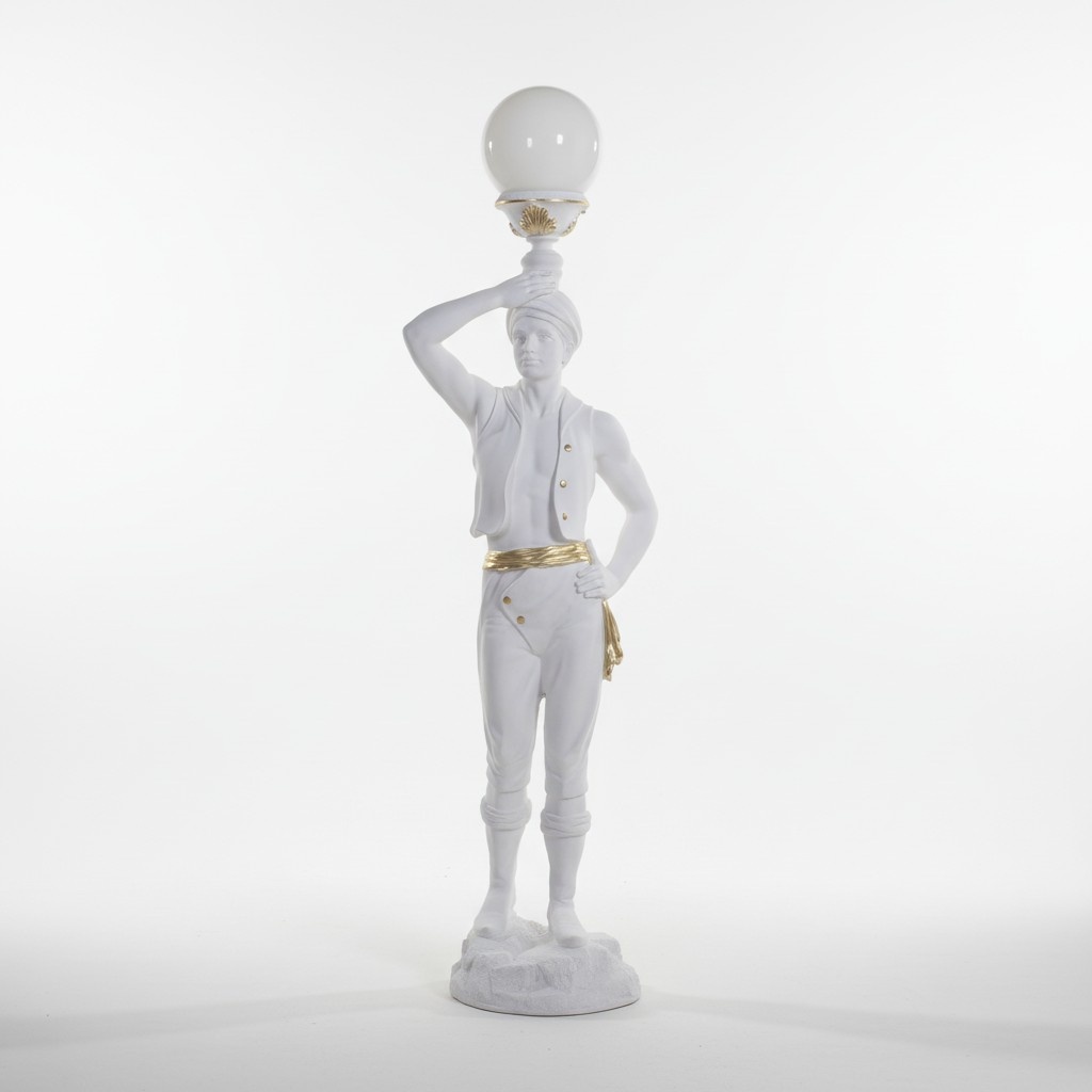 Lebensgroß Hindu Stand Leuchte Skulptur Stehleuchte Lampe Dekoration