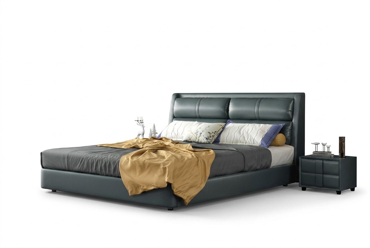 Leder Bett Polster Design Luxus Doppel Hotel Betten Schlaf Zimmer Ehe 180x200 cm