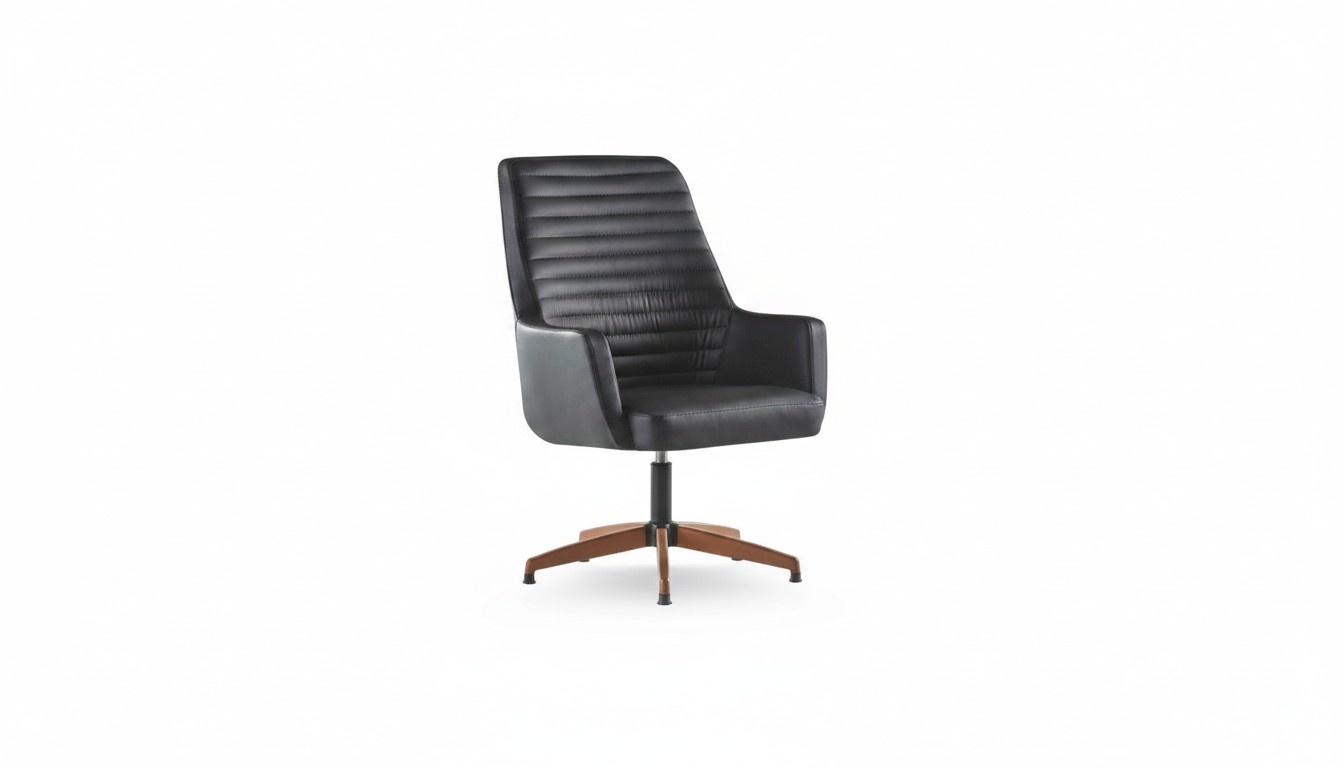 Leder Bürostuhl Schwarz Armlehnen Büroeinrichtung Büro Edelstahl Modern