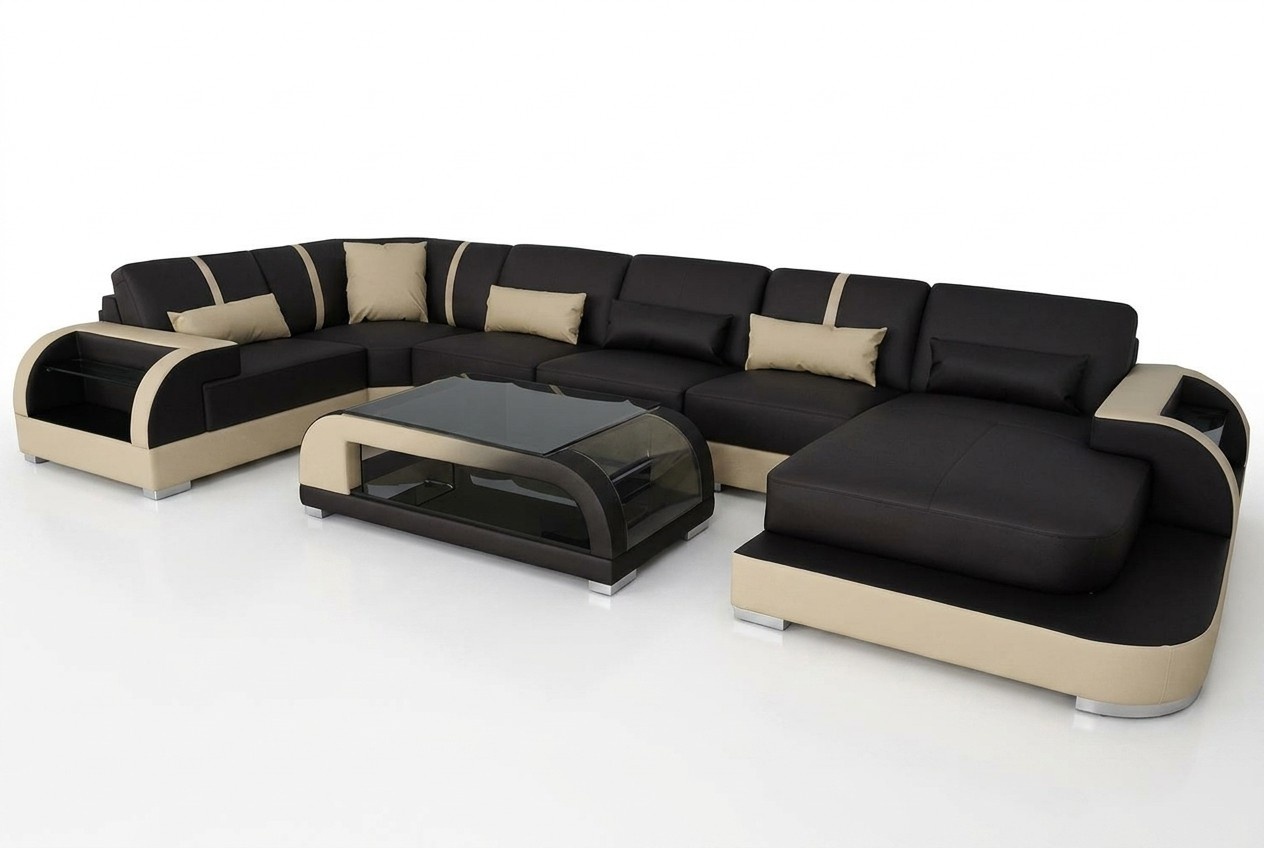 Leder Couch Polster Sitz Eck Garnitur Moderne Design Wohnlandschaft