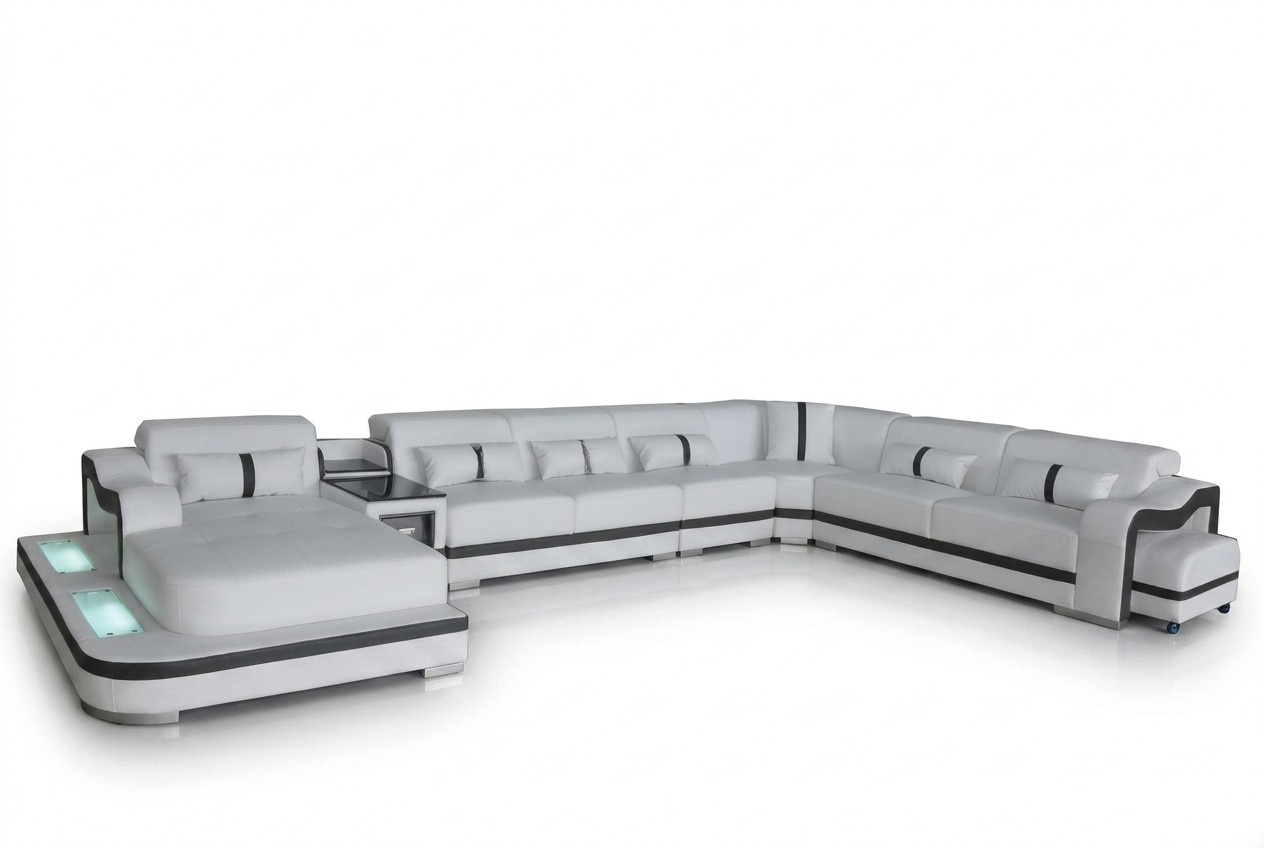 Leder Couch Polster Sitz Wohnlandschaft Design Modern Eck Garnitur Sofa