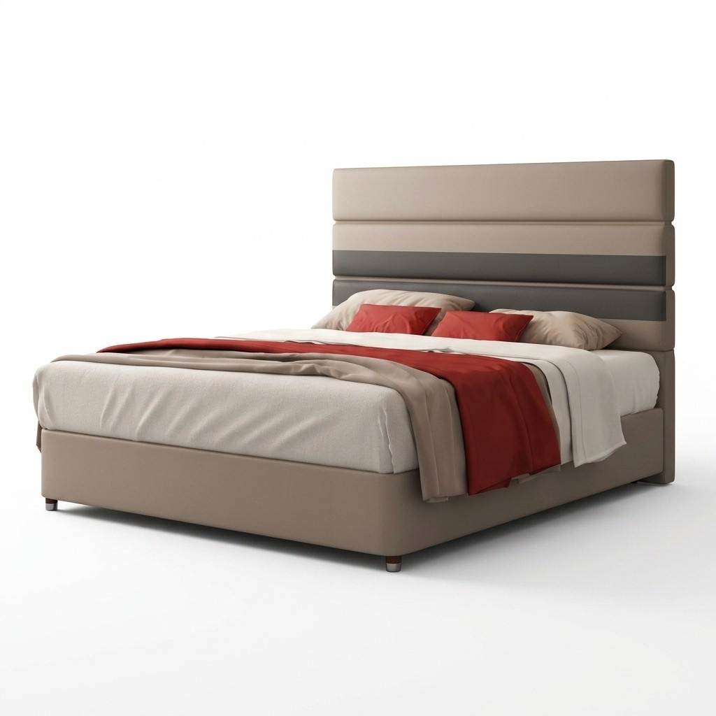 Leder Polster Bett Betten Hotel Luxus Designer Doppel Ehe Schlafzimmer Beige