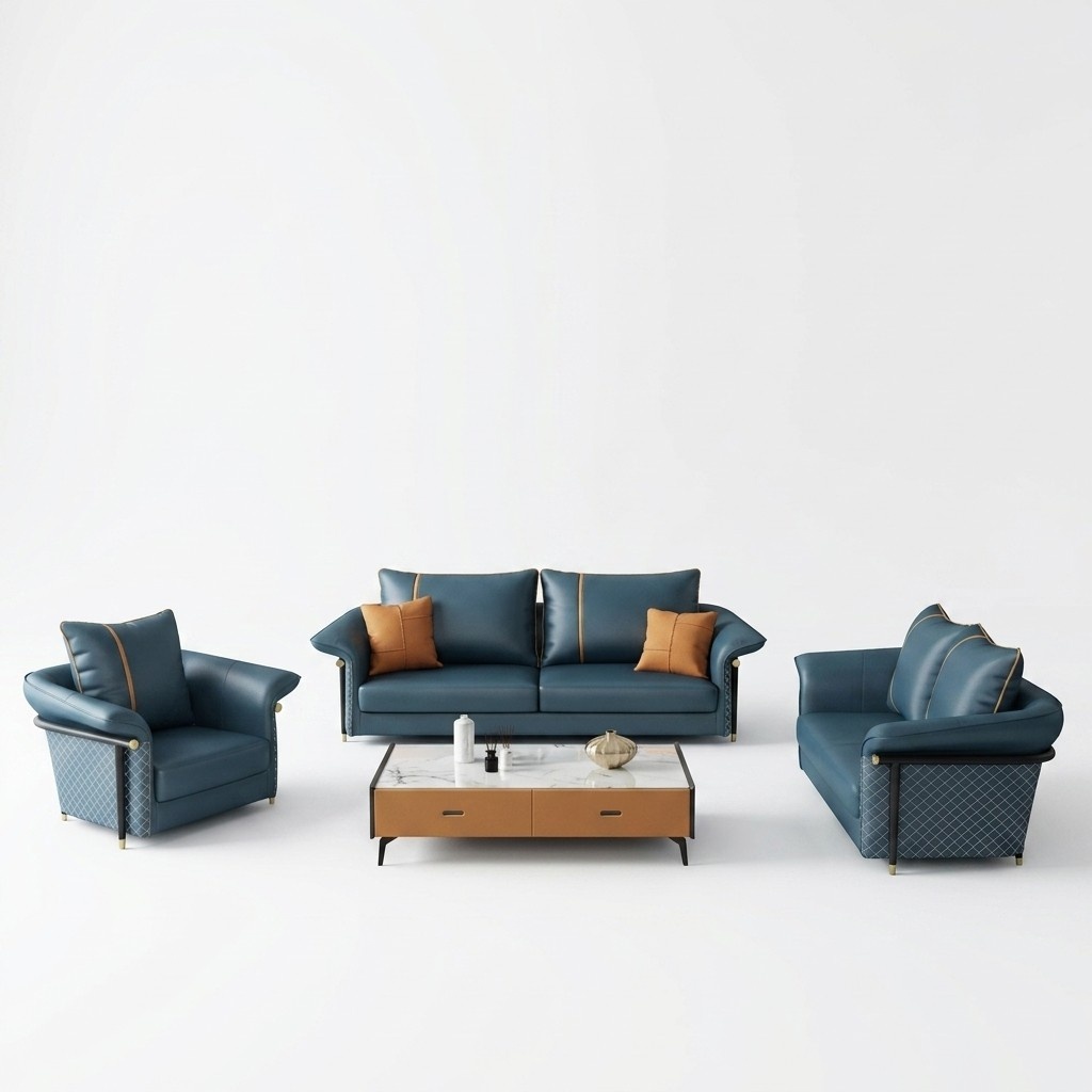 Leder Polster Komplett Set Sofagarnitur 321 Sitzer Design Wohnlandschaft