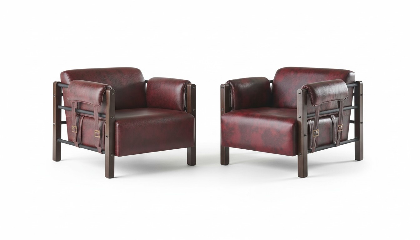 Leder Sessel Bordeaux Ledersessel Modern 1-Sitzer Set Weiche Armlehnen