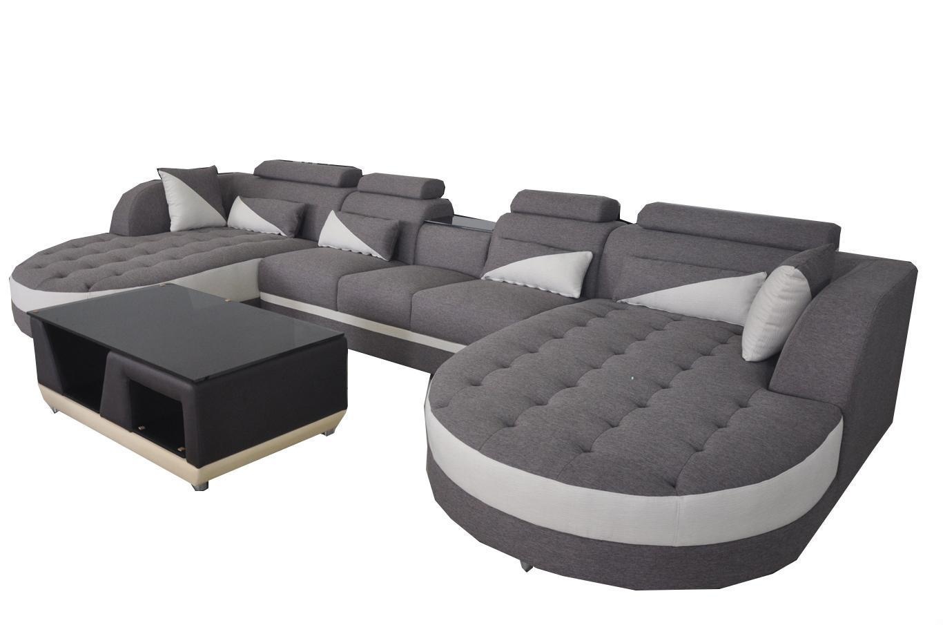 Leder Sofa Moderne Couch Polster Wohnlandschaft + Tisch Couchen Sitz