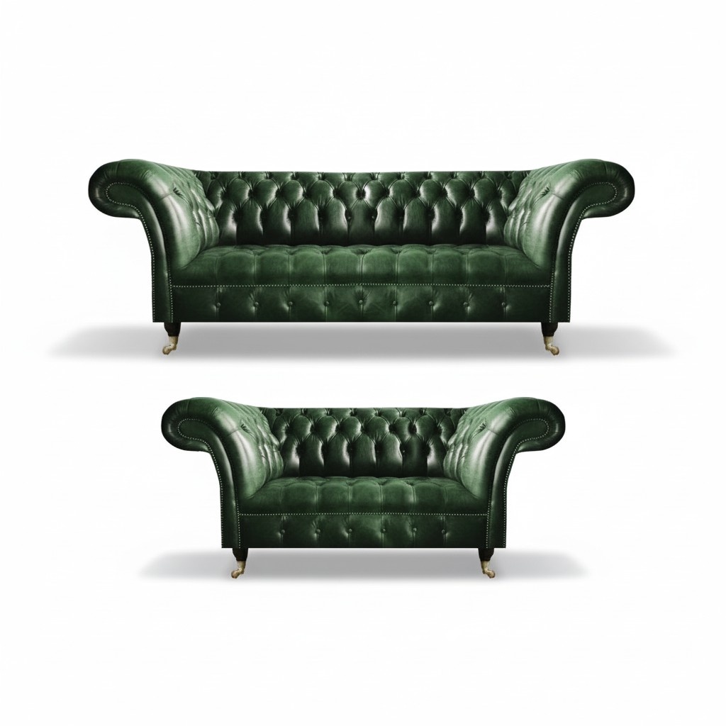 Leder Sofa Set Komplett Wohnzimmer Sofagarnitur Design Polstermöbel Chesterfield