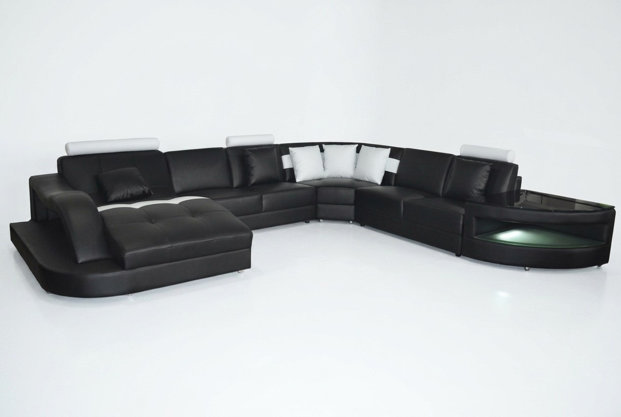 Leder Sofas Wohnlandschaft Eck Garnitur Design Modern Sofa U-Form +Tisch
