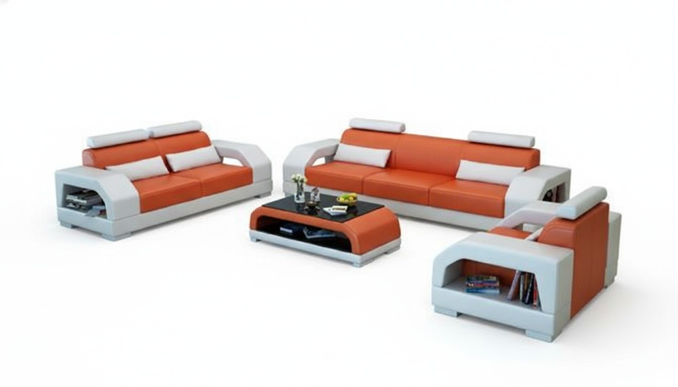 Ledersofa Designergarnitur 3+2+1 Sitzer LINZ III