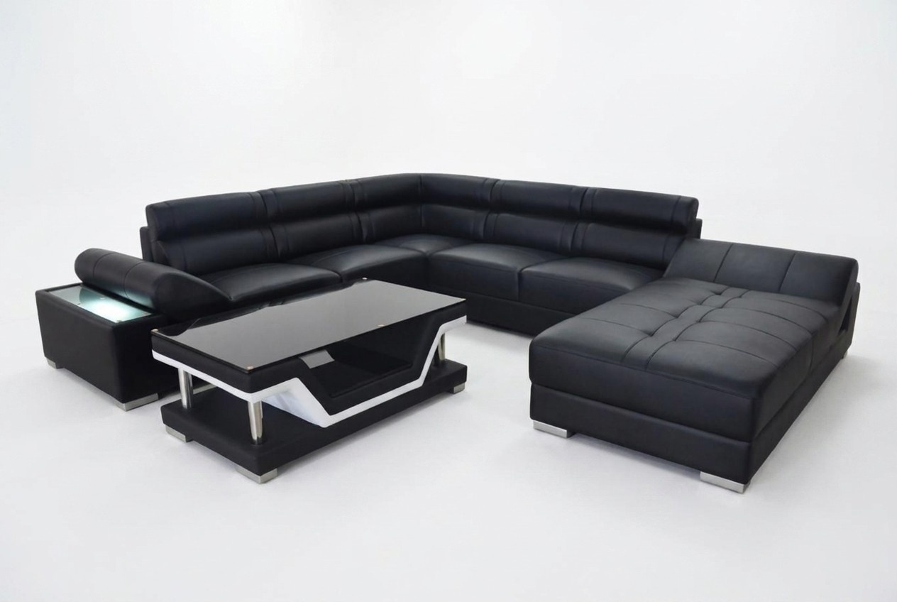 Ledersofa Couch Wohnlandschaft Eck Garnitur Design Modern Sofa