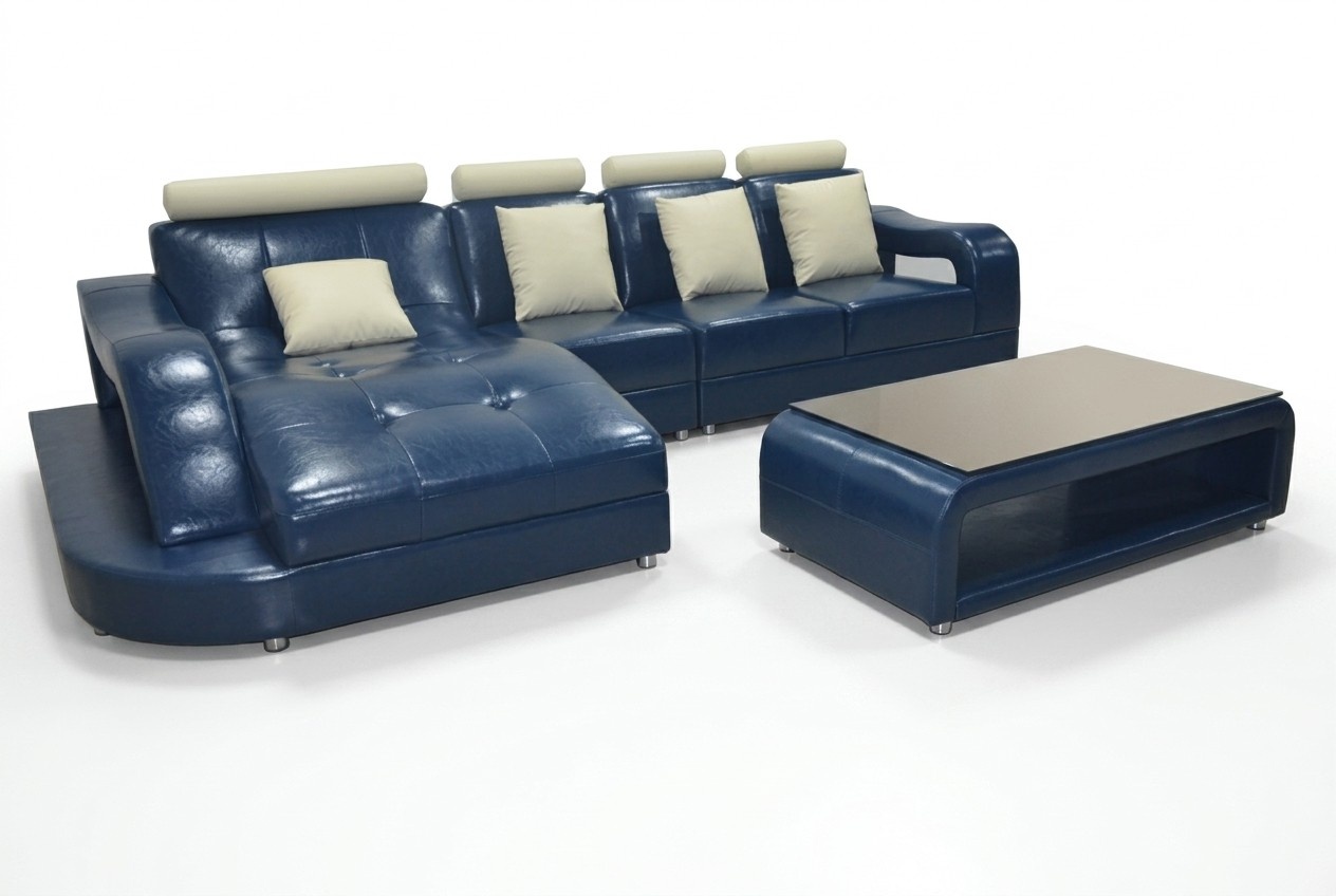 Ledersofa Couch Wohnlandschaft Eck Garnitur Design Modern Sofa L-Form