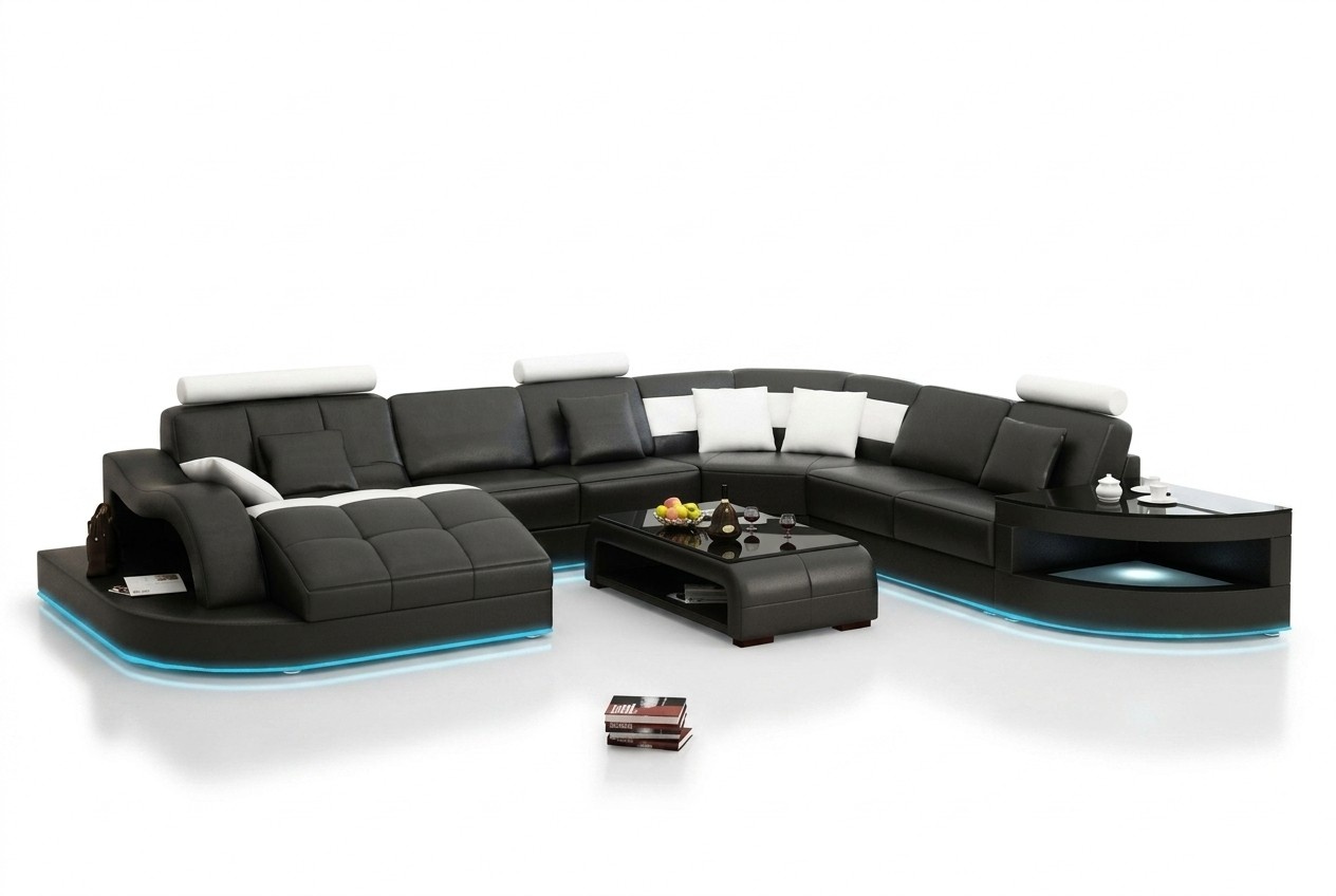 Ledersofa Couch Wohnlandschaft Ecksofa Eck Garnitur Design Modern Neu