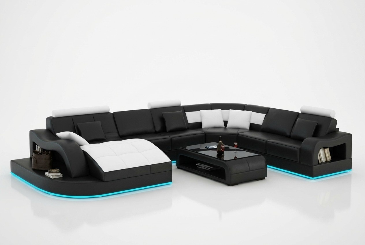 Ledersofa Couch Wohnlandschaft Ecksofa Eck Garnitur Design Modern Sofa