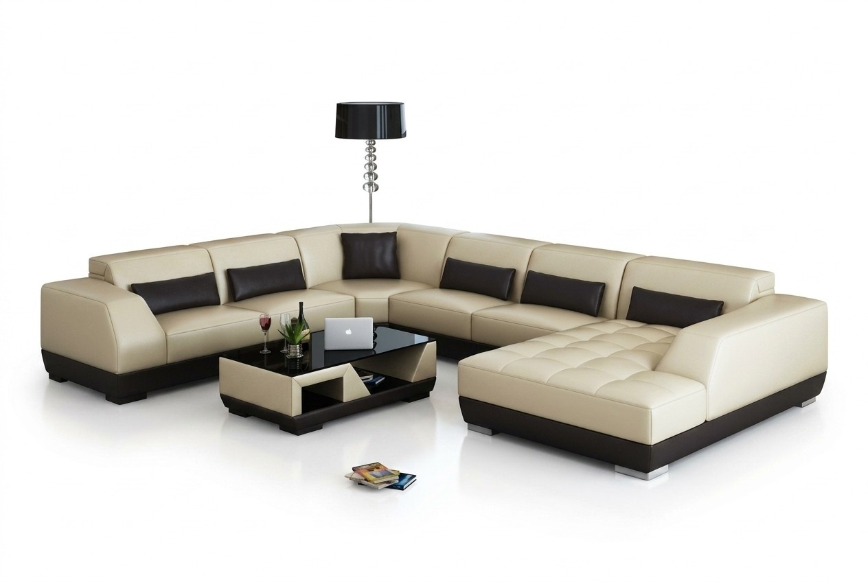 Ledersofa Couch Wohnlandschaft Ecksofa Eck Garnitur Design Modern