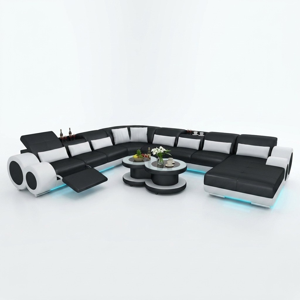 Ledersofa Couch Wohnlandschaft Ecksofa Eck Garnitur Design Modern