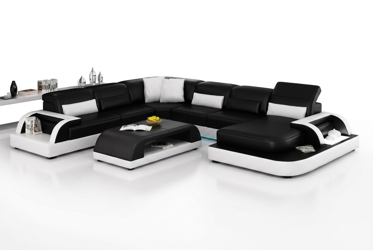 Ledersofa Couch Wohnlandschaft Ecksofa Eck Garnitur Design Modern Neu