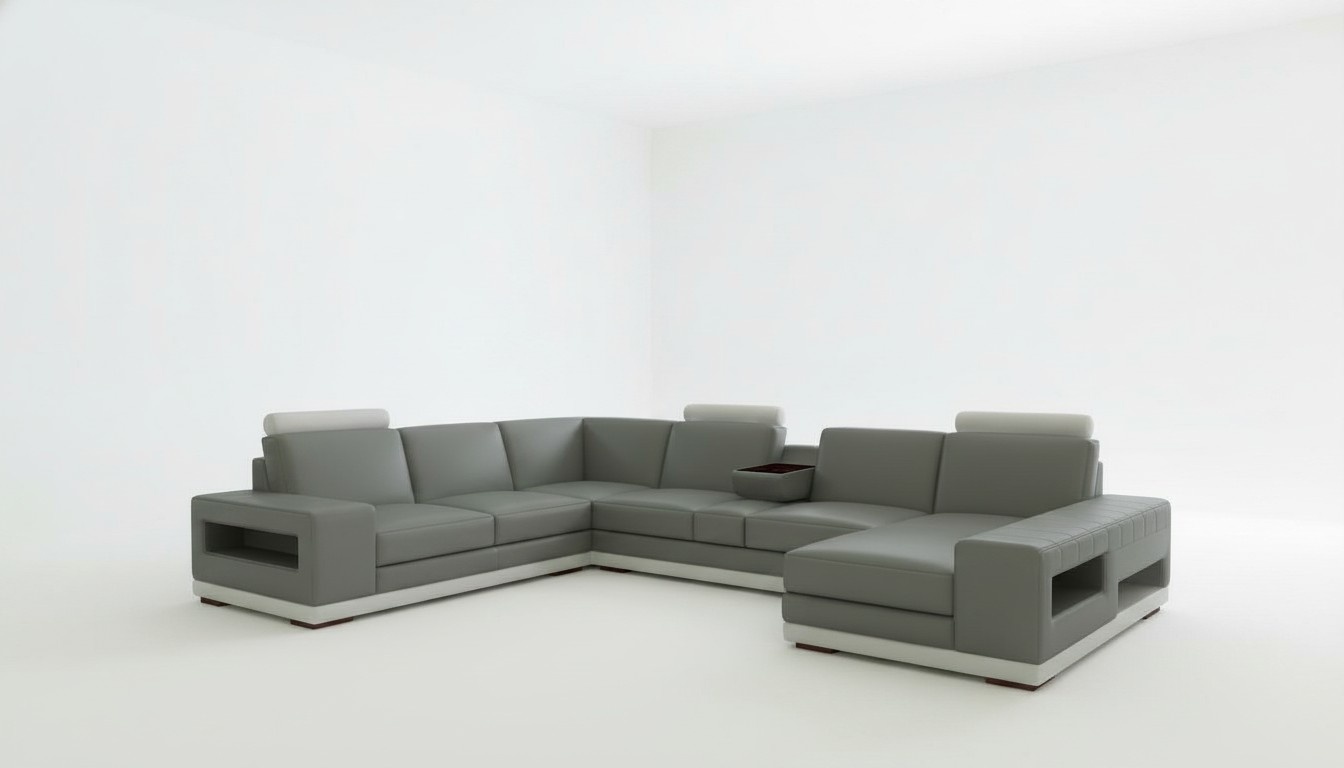 Ledersofa Couch Wohnlandschaft U-Form Design Modern Sofa 5154