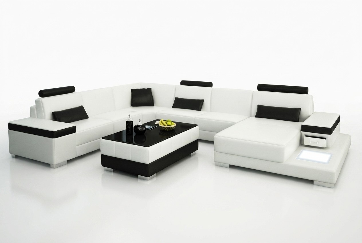 Ledersofa Designer Sofa U Form Wohnlandschaft Couch Polster Ecksofa