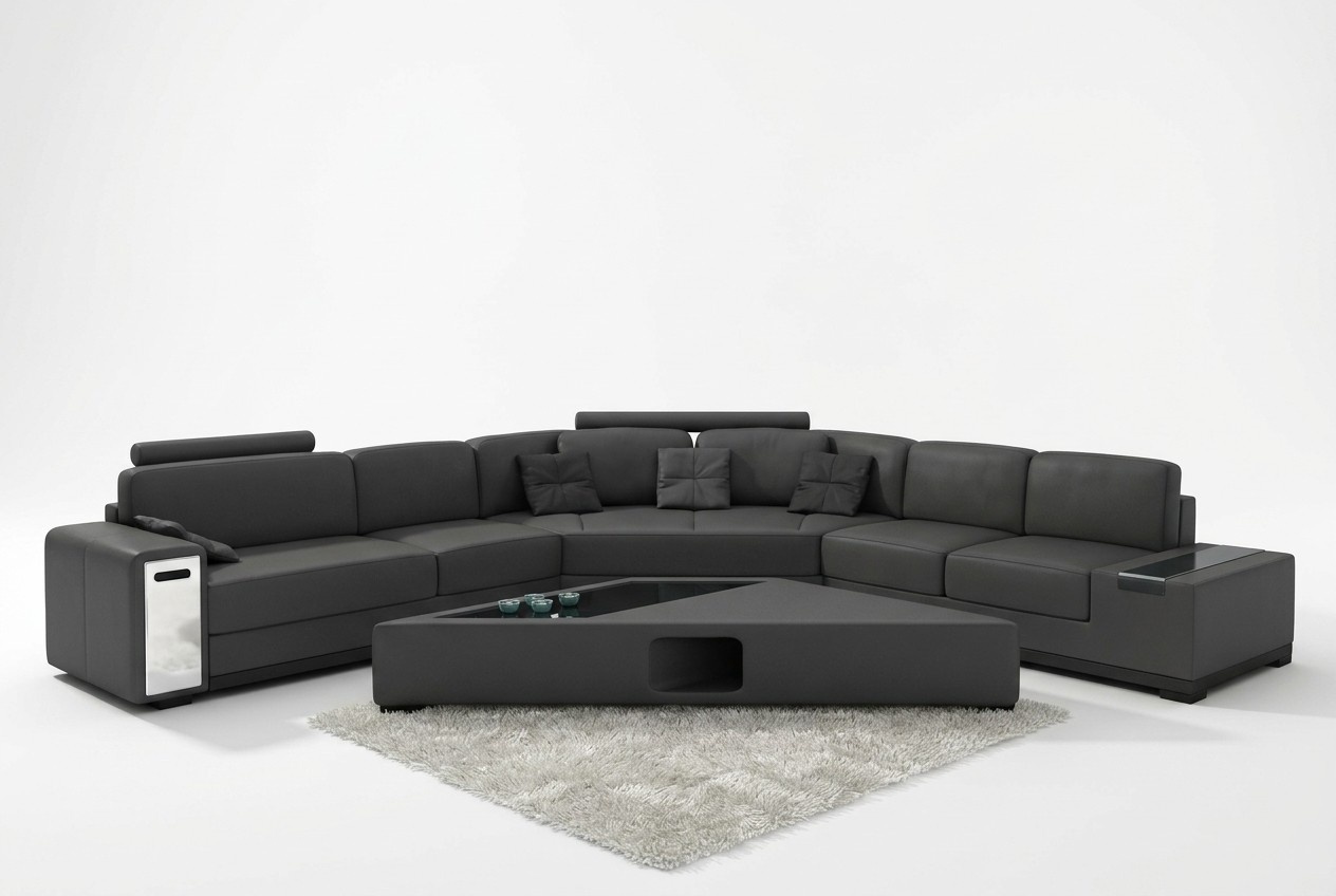 Luxus Sofa Eckcouch Moderne Wohnlandschaft Sofas Couch Eckgarnitur + USB + Licht