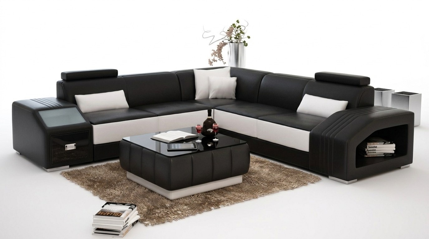 Ledersofa L-Form Couch Möbel Wohnlandschaft Ecksofa Garnitur Design