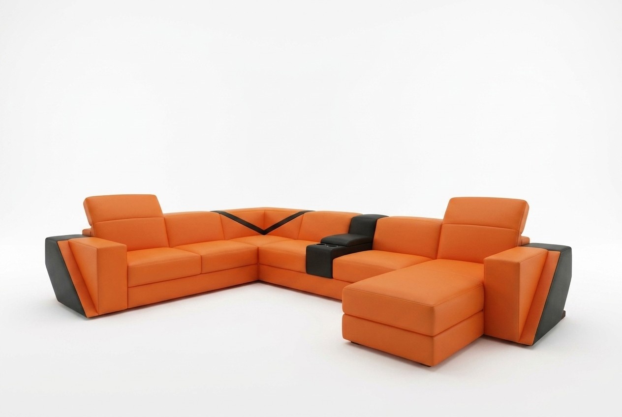 Ledersofa Sofa Couch Polster Wohnlandschaft Designer Ledersofa U Form
