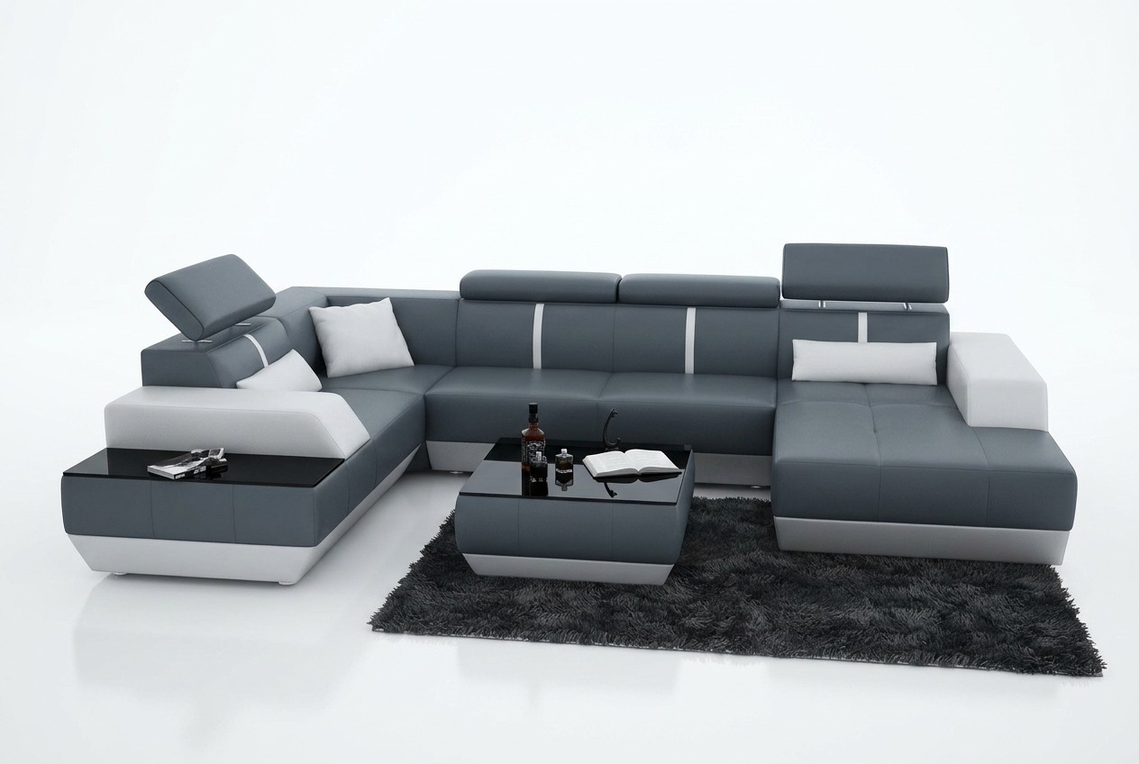 Ledersofa Sofa Couch Wohnlandschaft Ecksofa Garnitur Design Modern