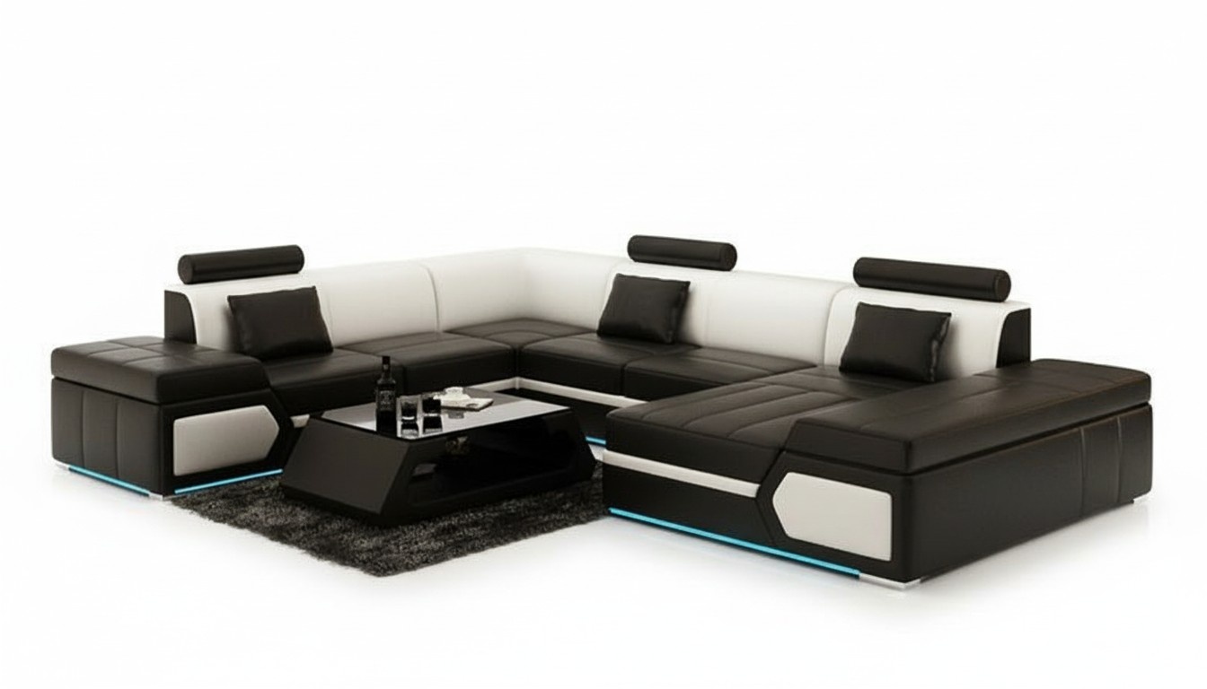 Ledersofa Sofa Couch Wohnlandschaft Ecksofa Garnitur Design Modern Sofa K5013