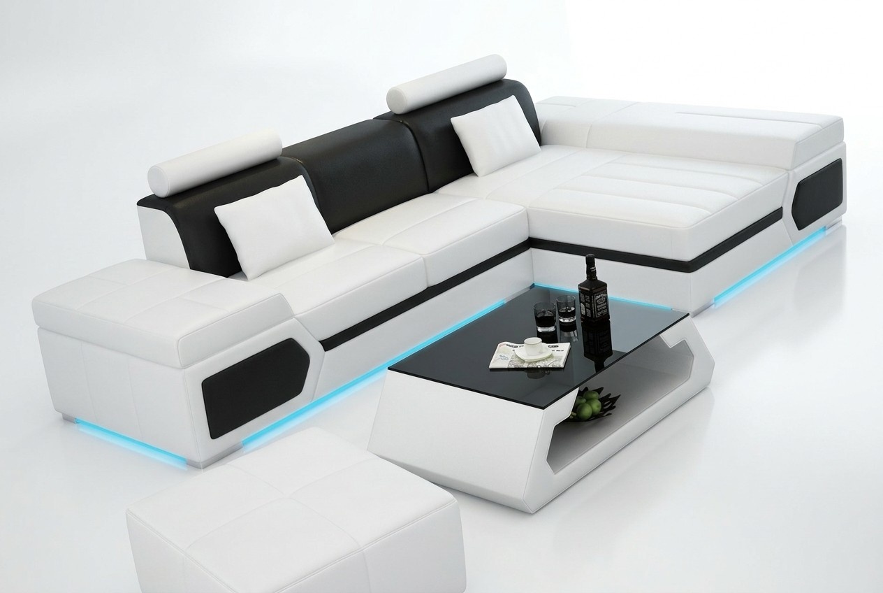 Ledersofa Sofa Couch Wohnlandschaft Ecksofa Garnitur Design Modern