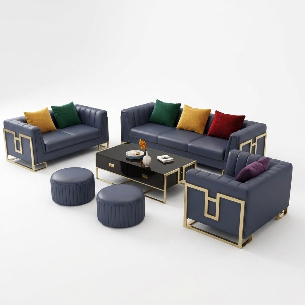 Ledersofa Sofagarnitur 3+2 Sitzer Set Garnitur Polstersofa Couch Sofa