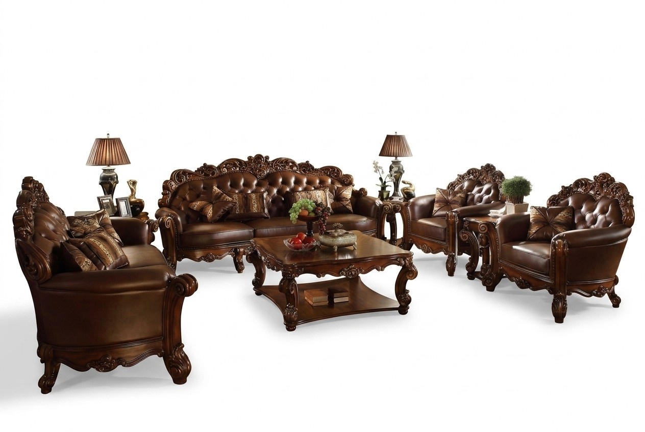 Ledersofa Sofagarnitur Set Garnitur Gruppe Couch Chesterfield Sofa Barock