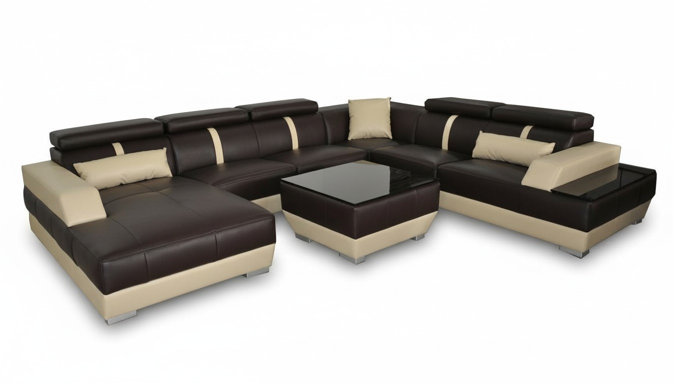Ledersofa Wohnlandschaft Eck Garnitur Design Modern Sofa U-Form