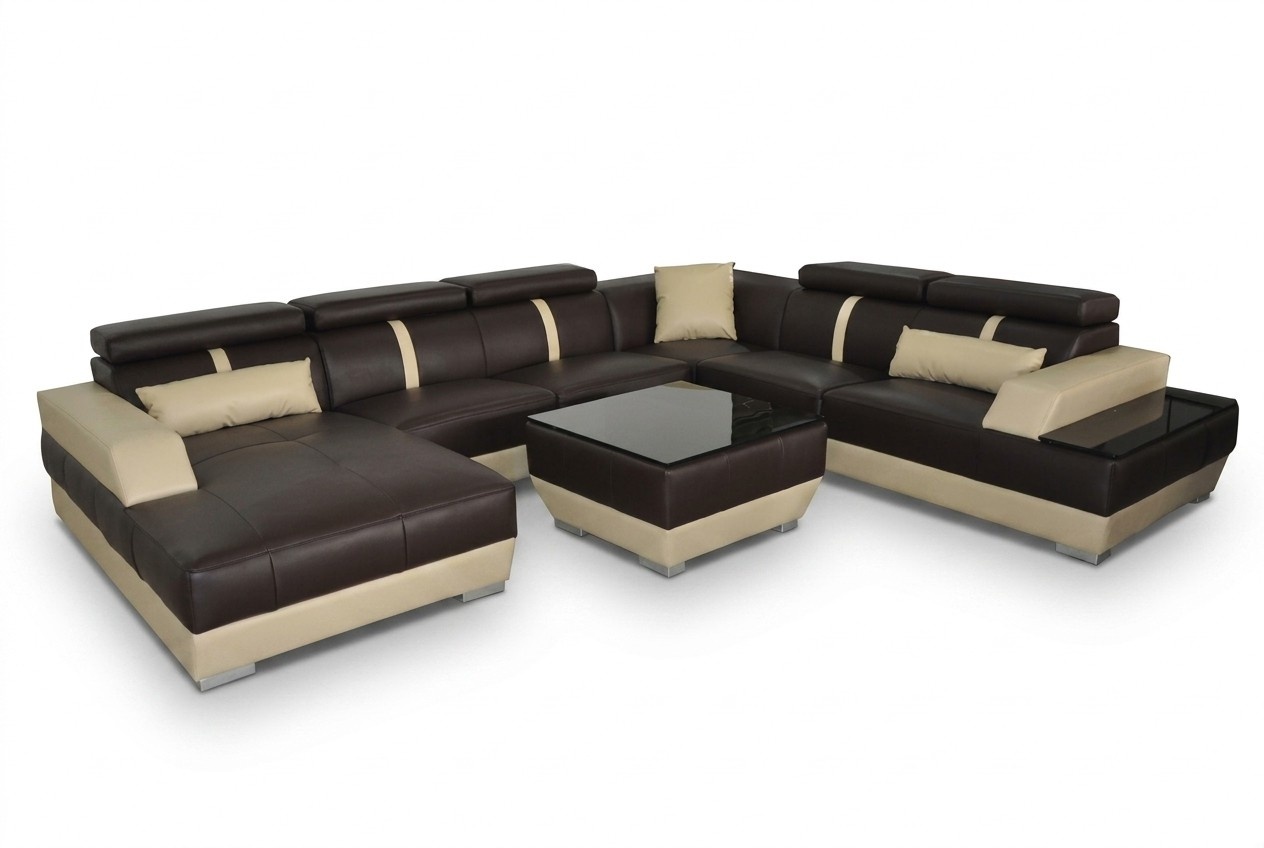 Ledersofa Wohnlandschaft Eck Garnitur Design Modern Sofa U-Form + USB K5015 Neu
