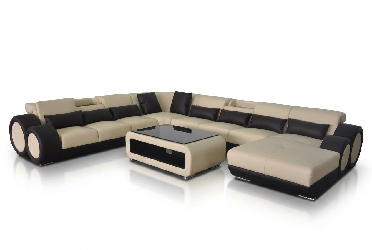 Ledersofa Wohnlandschaft Garnitur Design Modern Ecke Sofa U-Form