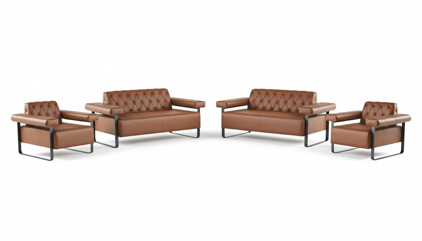Ledersofas 2-Sitzer Sofas Sessel Couch Knöpfe Chesterfield Edelstahl