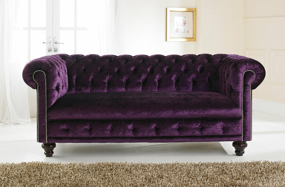 Design Chesterfield Sofagarnitur 2-Sitzer Stoff Couch Lila Polster Sofas