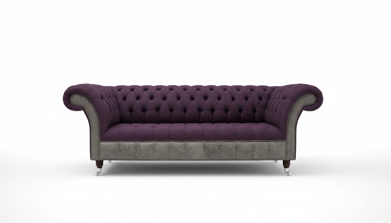 Lila Chesterfield Couch Sofa Polster 3 Sitzer Couchen Sitz Garnitur