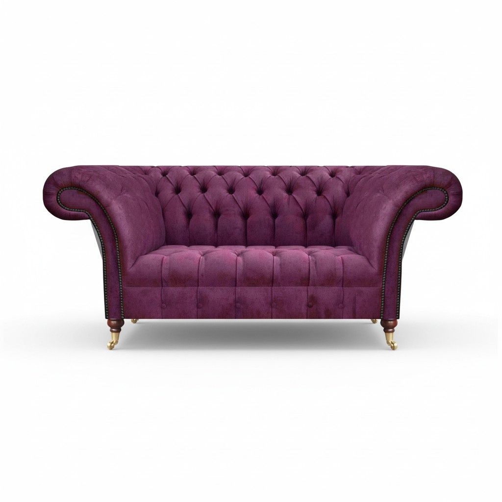 Lila Sofa Zweisitzer Couch Wohnzimmer Einrichtung Polstermöbel Chesterfield