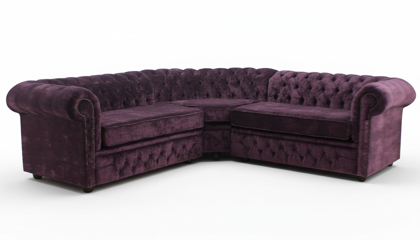 Lila Textil Polster Couch Chesterfield Stoff Sofa Eck Garnitur Sofas Sitz