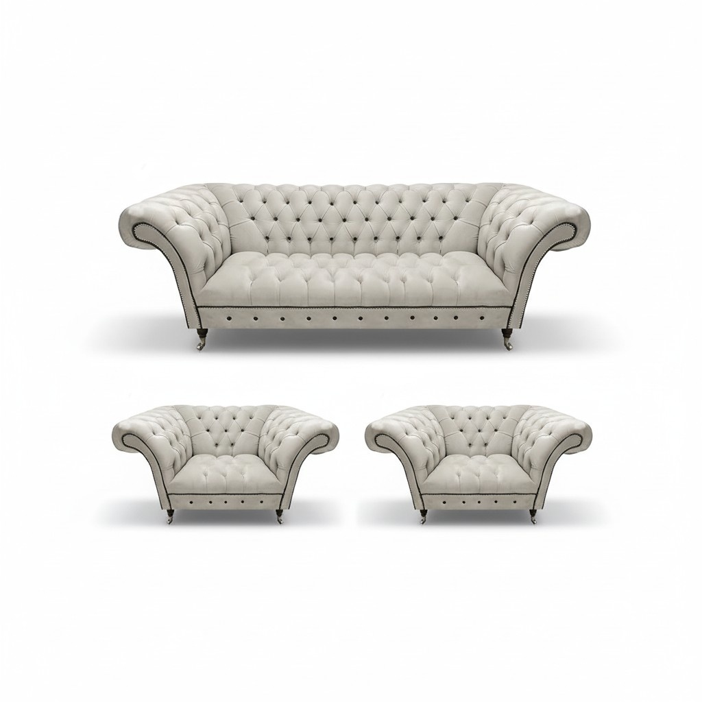 Luxuriöse Chesterfield Möbel Designer 2x Lehnsessel Moderner Dreisitzer