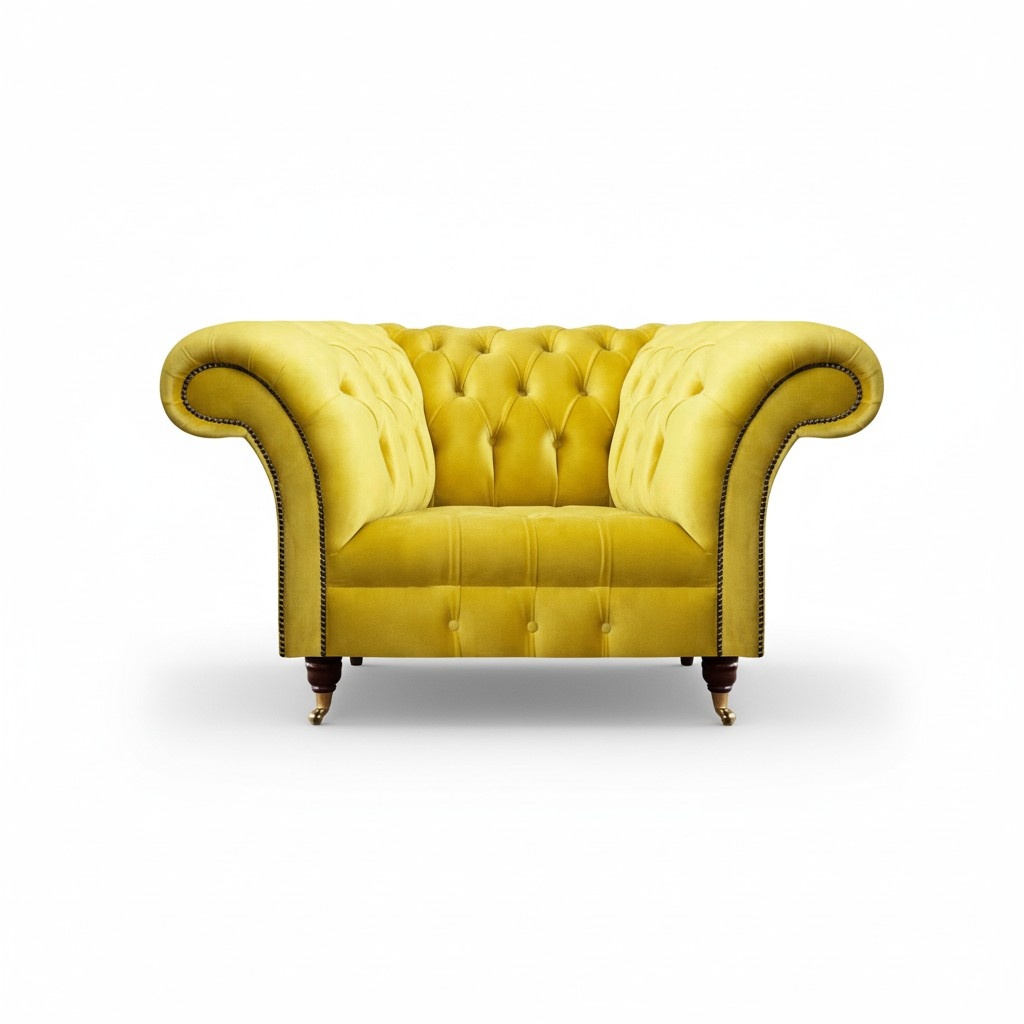Luxuriöser Chesterfield Textilsessel Wohnzimmer Polster Einsitzer Sessel
